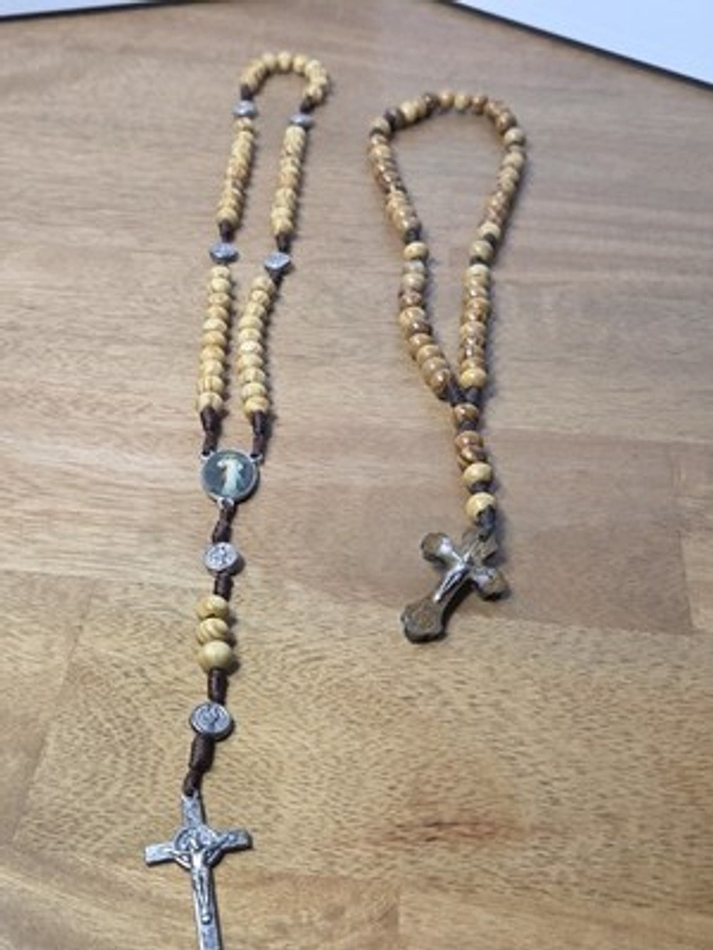 Lot Of 2 Wooden Rosaries Medjugorje & Jerusalem Catholic Beads Italy Crucifix